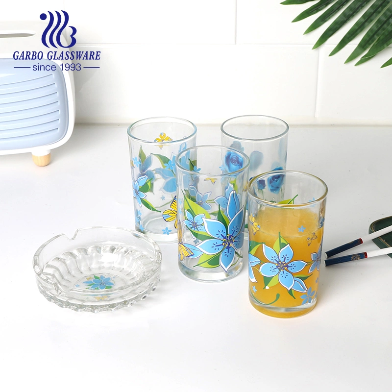 Promotion Festival Gift Cheap 4PCS Ashtray Glass Cup Set with OEM Design