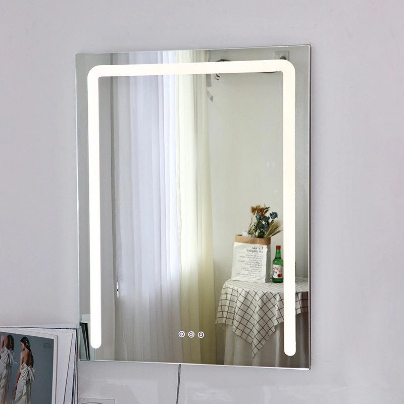 Popular Design Sliver Salon com luzes LED espelho Casa de banho retangular Espelho para maquiagem