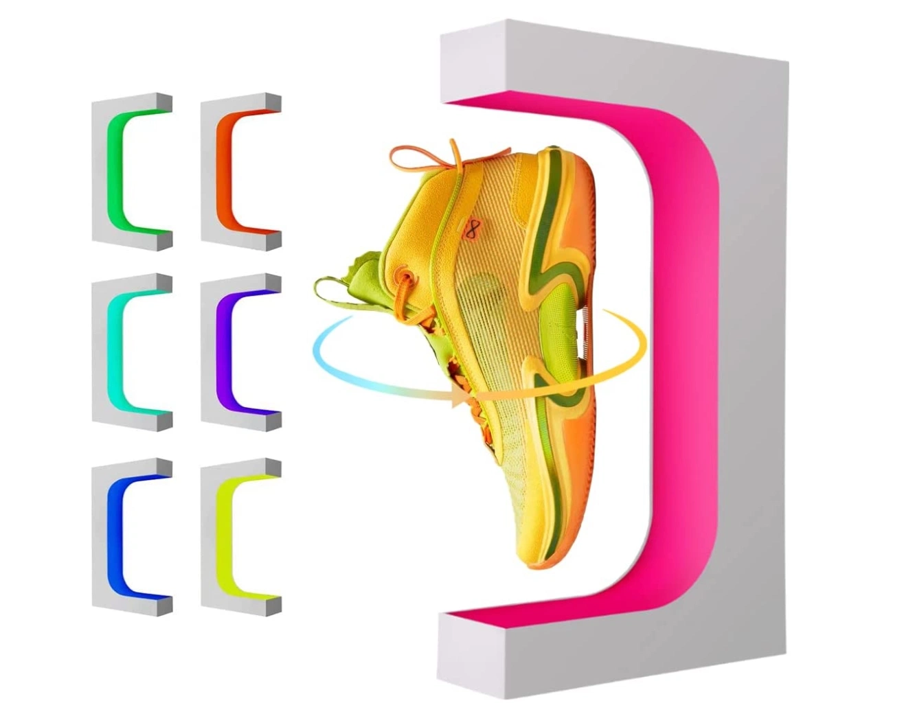 Personalización de fábrica Acrílico Magnetic Levitation Spinning Zapatos de Sneaker flotantes Bastidores de exhibición para anuncio exposición Shoe Store
