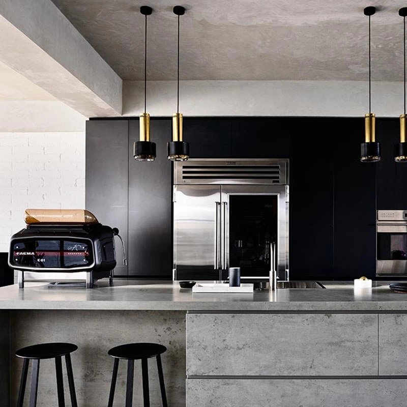 Negro Melamina Modern Picture Australia Estándar de lujo barato Diseño de China Armarios Cocina modular