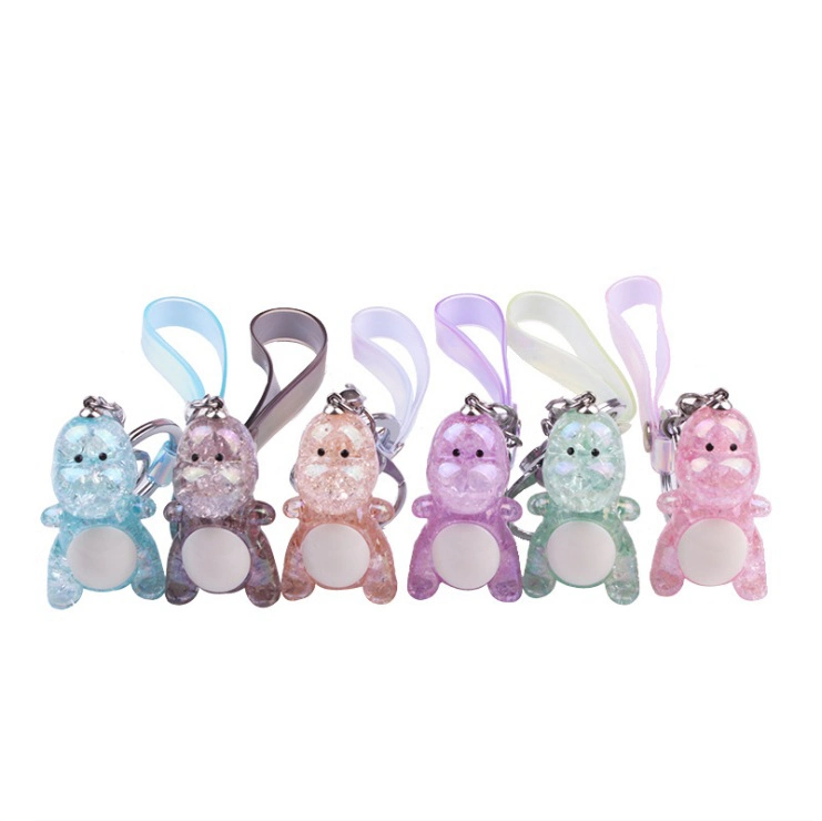 New Fashion Style 3D Crystal Cute Pink Bear Key Ring Keychain for Bag Car Animal Keychains