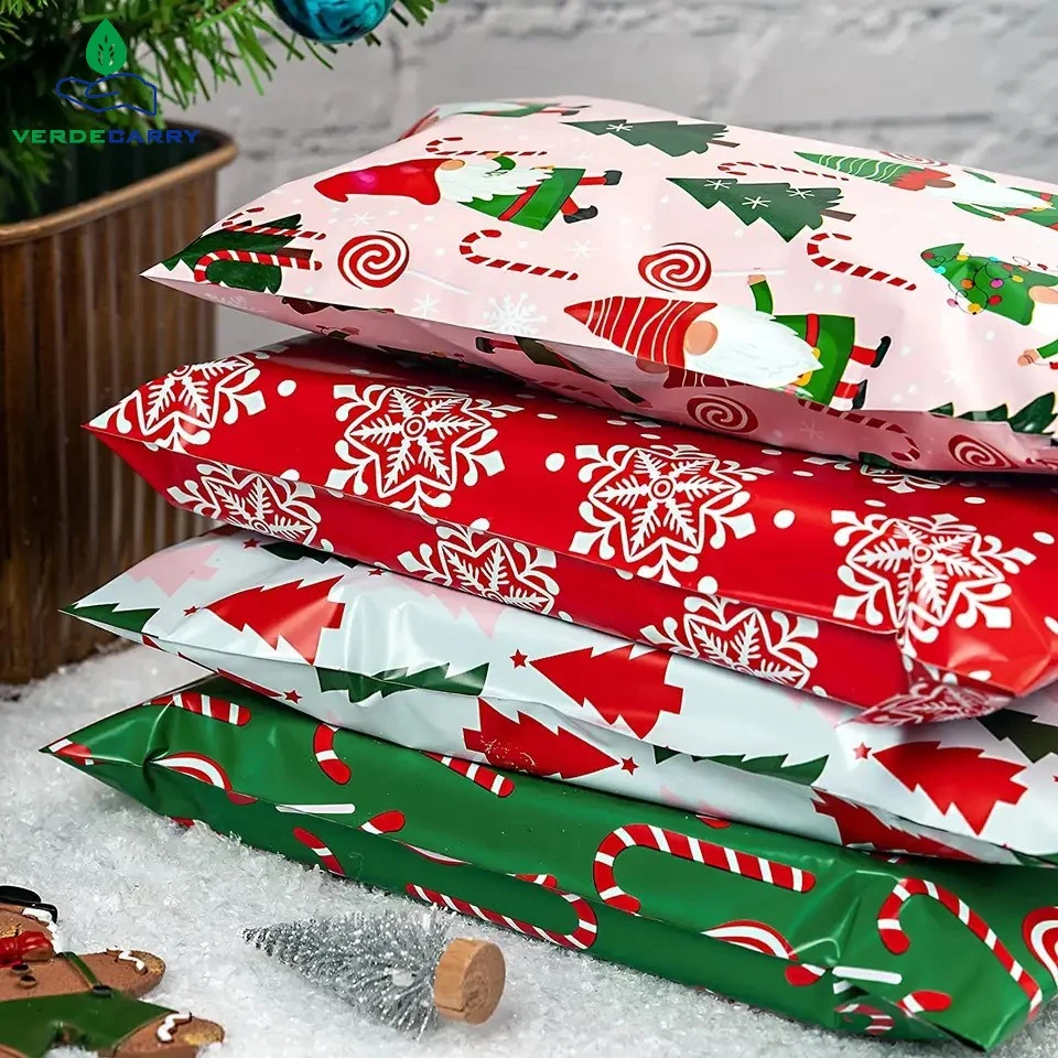 Custom Printing Merry Christmas Winter Holiday Waterproof Shipping Santa Claus Self Seal Poly Christmas Mailer Mailing Bag
