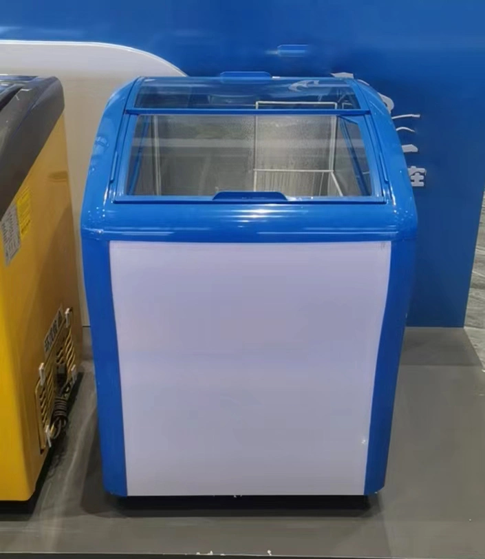 Tempered Glass Door Ice Cream Display Showcase Supermarket Freezers Horizontal Freezer