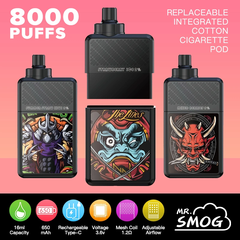 OEM Pod Vape MR Smog 8000 Puff E Prix de la cigarette Lanabar de l'antenne à maillage de vapeur MOD