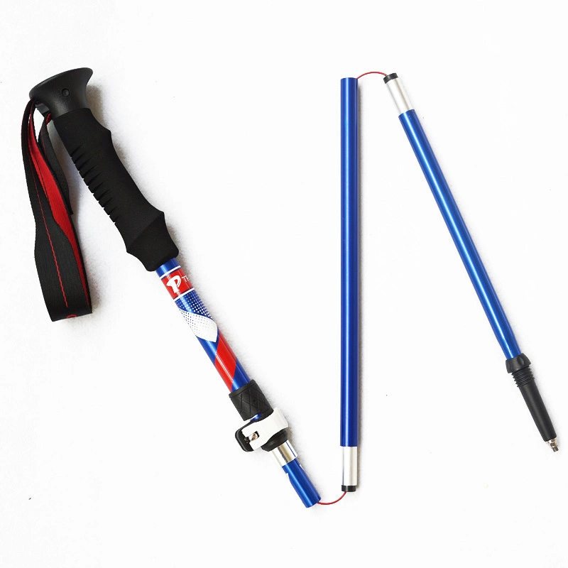 125cm Folding OEM Trekking Stick with Logo Aluminum 7075 Shaft Ultralight Hiking Pole Sticks