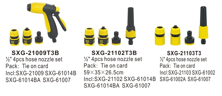 SXG-21009t3b Regen Garten 1/2"4 PCS Schlauch-Verbinder-Satz Kunststoffdüse Spritzgerät Reinigung Auto Waschen Hochdruck Wasserpistole Set