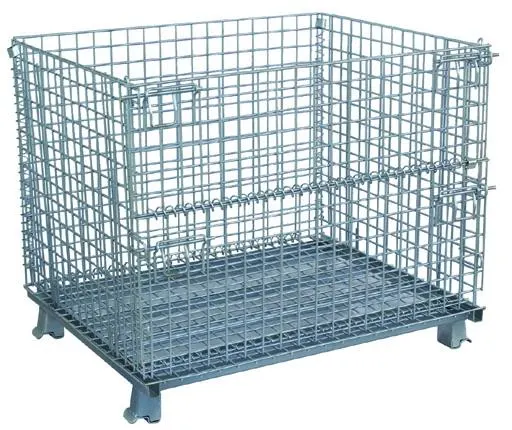 Folding Wire Mesh Container Stackable Storage Cage Metal Basket