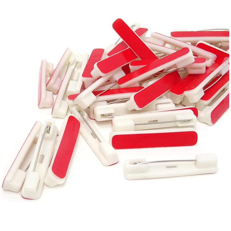 Enamel Pin 31mm White and Red PVC with 3m Plastic Adhesive Pin