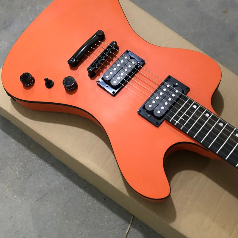 Custom unregelmäßige Körperform Es E-Gitarre in Orange Farbe