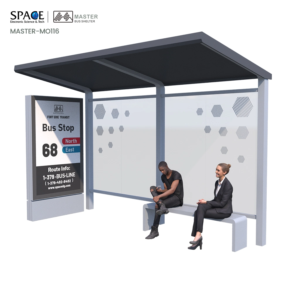 Customized Modern Publicidad Bus Shelter Stop with Ads Panels and Bench