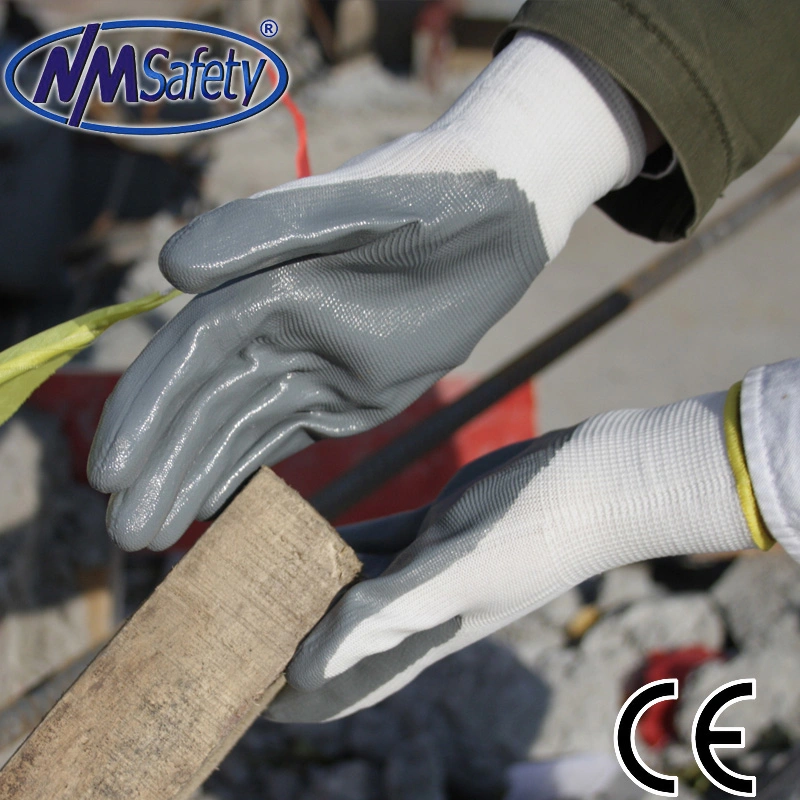 Nmsafety Low Price Wholesale/Supplier Nitrile Coated Safety Workwear Gloves