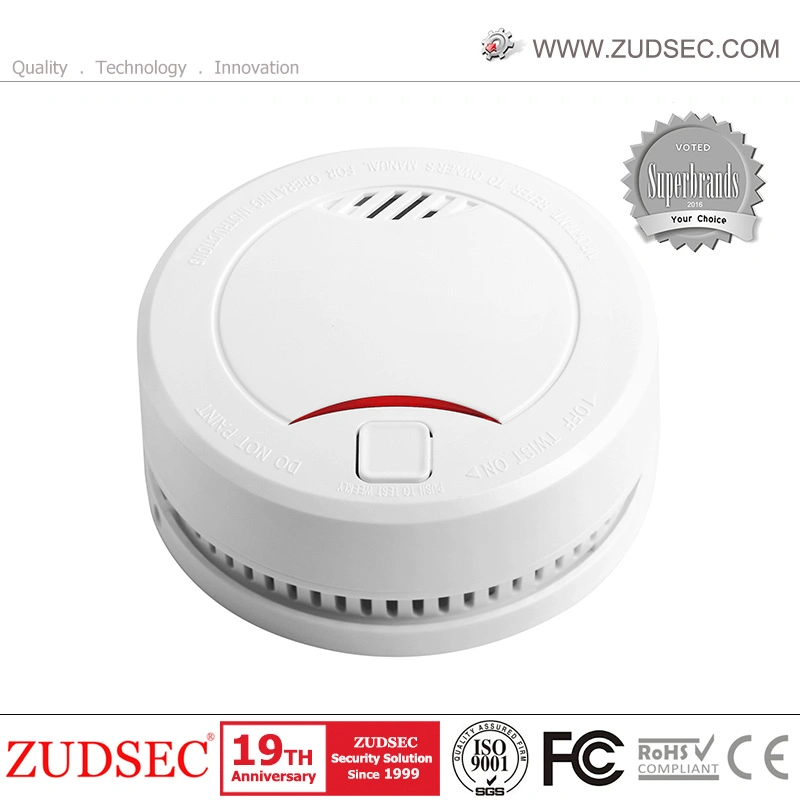 Independent Fire Smoke Alarm Detector with 9V DC Battery and Ce Certification