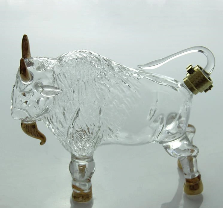 Ox forma animal arte vino Botella de vidrio cristal ganado Don Bull artesanía en vidrio
