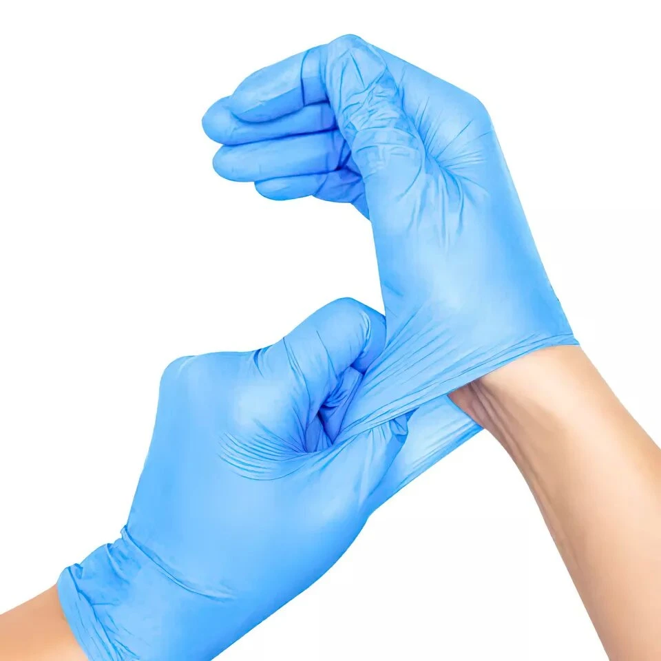 100 piezas Guantes desechables de nitrilo Guantes azules de nitrilo Thin Home Uso de cocina sólida