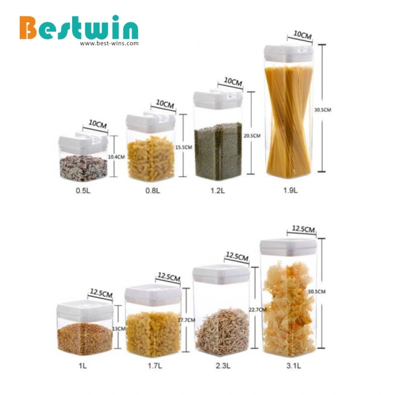 Pantry Organization Square Round Transparent Ingredient Box Airtight Food Storage Jar Container