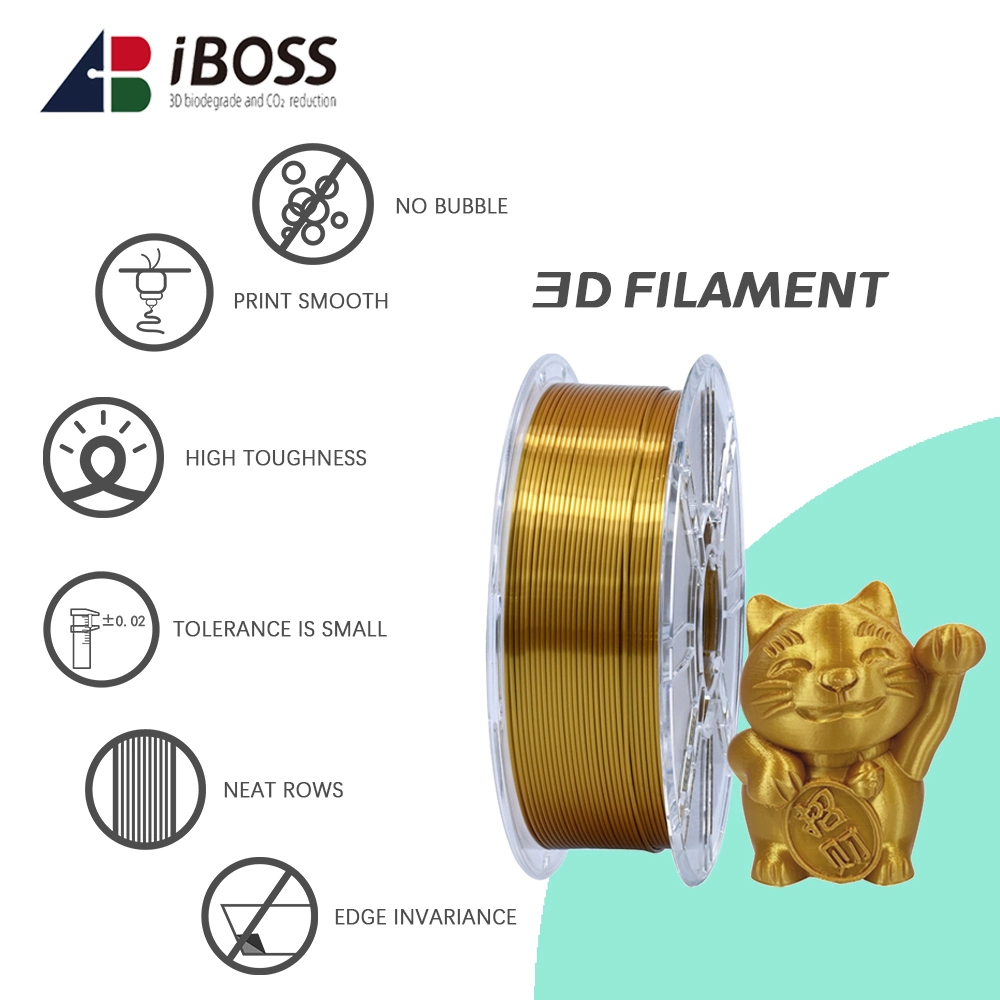 Iboss impresora 3D de alta calidad de suministro de filamentos de seda PLA mejorada la tenacidad de oro