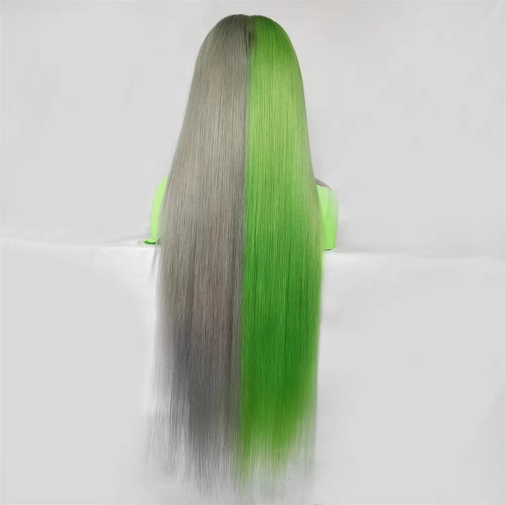 10A T Lace 150 180 Density HD Full Lace Human Pelo Wigs mujeres al por mayor Brazilian Virgin Green/Grey Color encaje de pelo Cable frontal