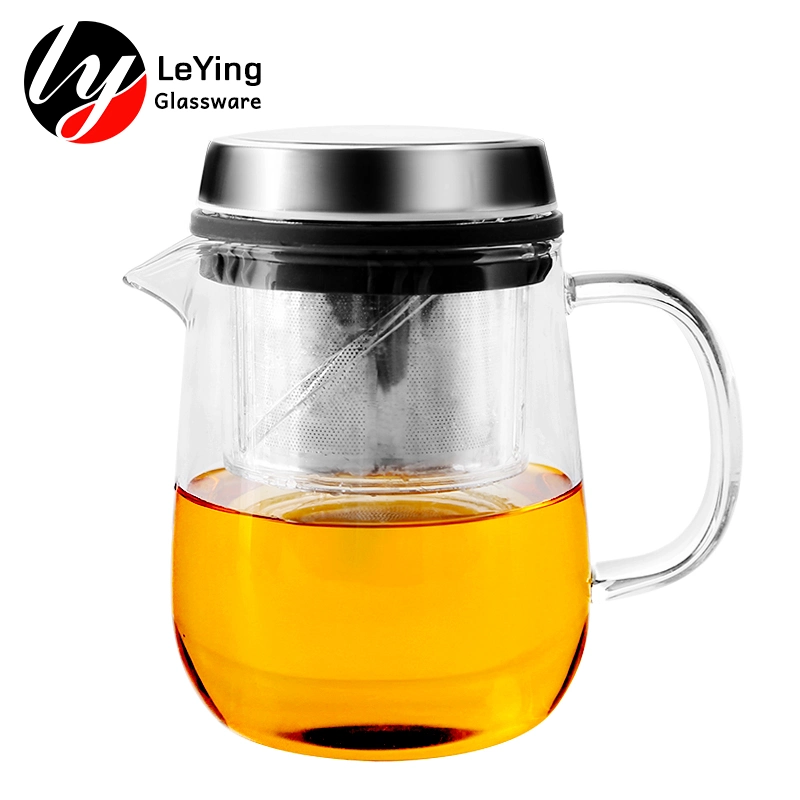 Wolesale Price Tableware Glass Tea Kettle Tea Pot with Infuser for Deinkware