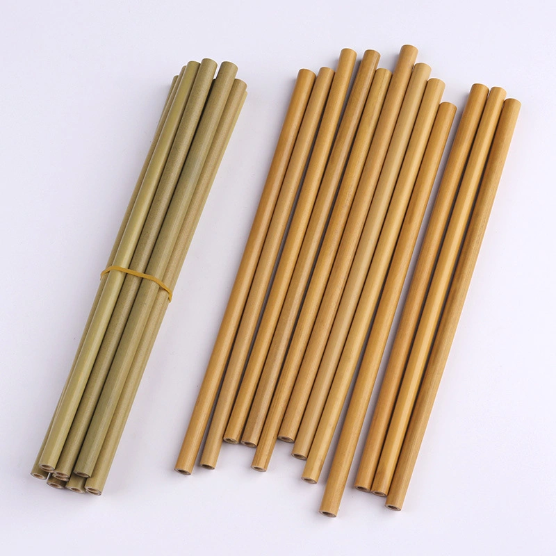 Sharp End Flat End Carbonized Reusable Natural China Drinking Straw Bamboo Straw