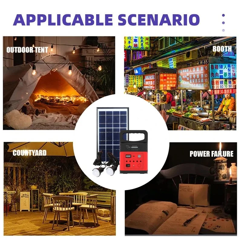 Factory Price Outdoor Home Use PV Panel Charger Solar Power Energy System with Radio