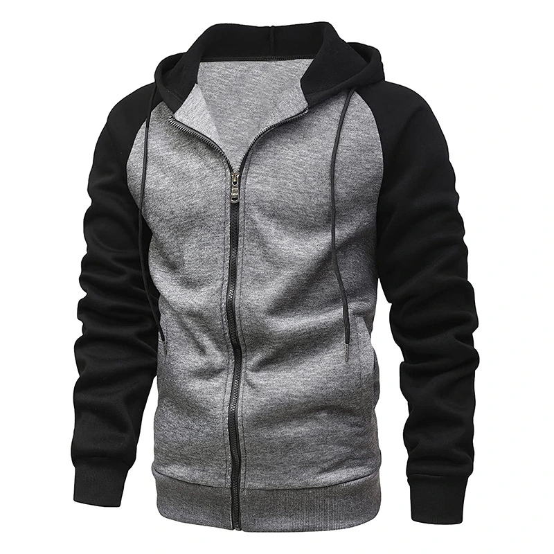 Factory Custom Zipper Hooded Fleece Color Matching Sports Men Cardigan Fleece Hoodies Street Wind Wholesale/Supplier Custom Logo Printed Plain Hoodies