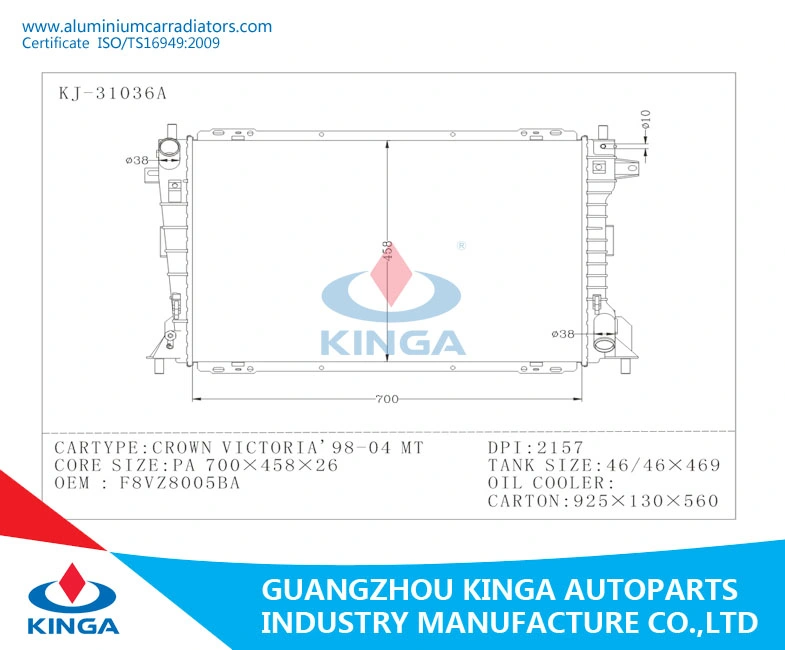 Autoteile Auto-Heizkörper für Ford Crown Viceoria 1998-2004 Mt Dpi 2157