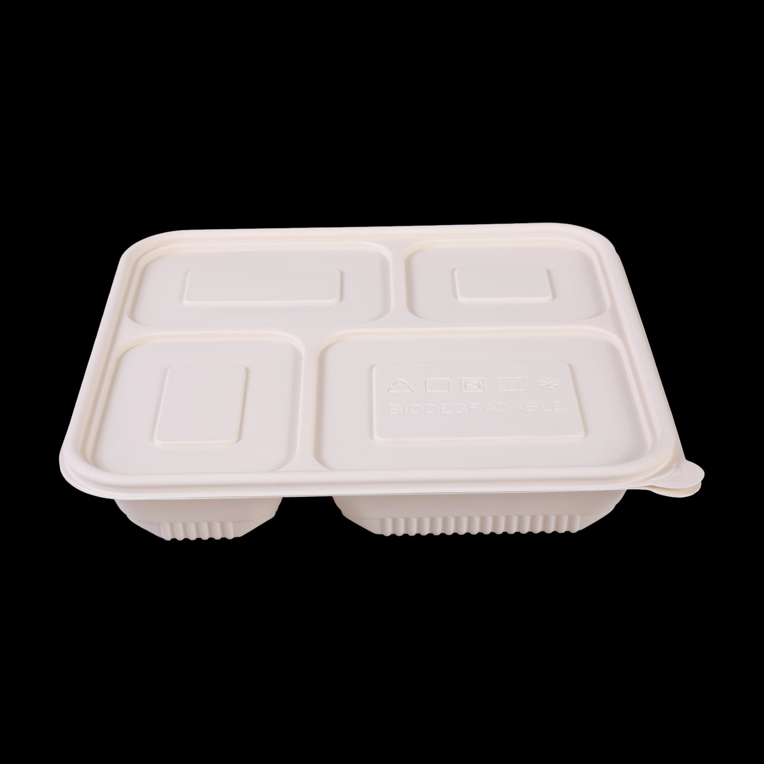 Compartiments Conteneur alimentaire jetable biodégradable en gros Assiette en amidon de maïs pour diverses occasions.