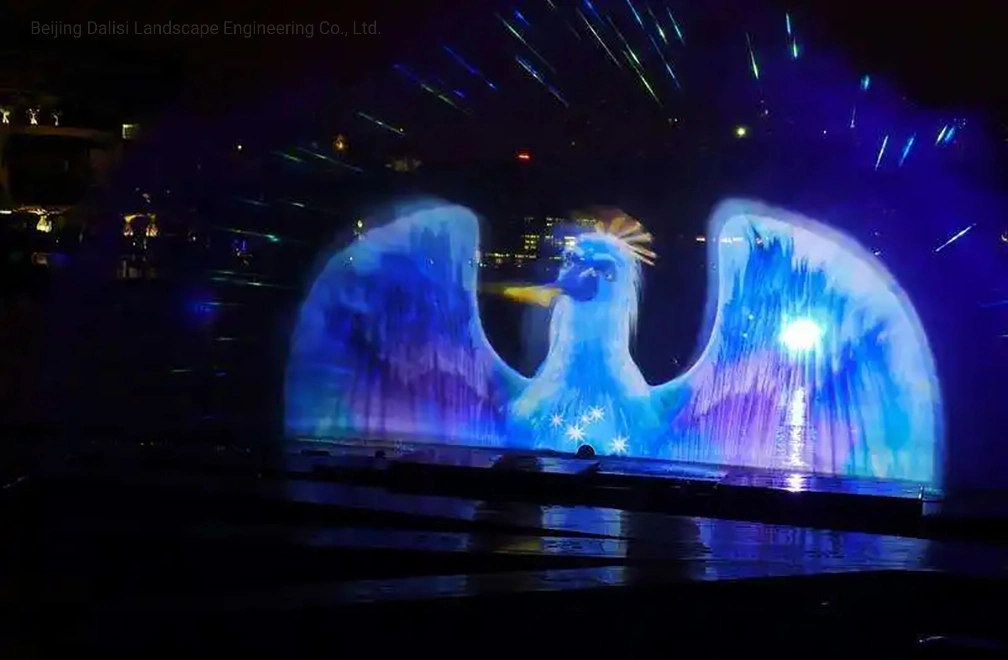 Professional Water Curtain Fountain with 2D 3D Projection Animation in Square Water Screen