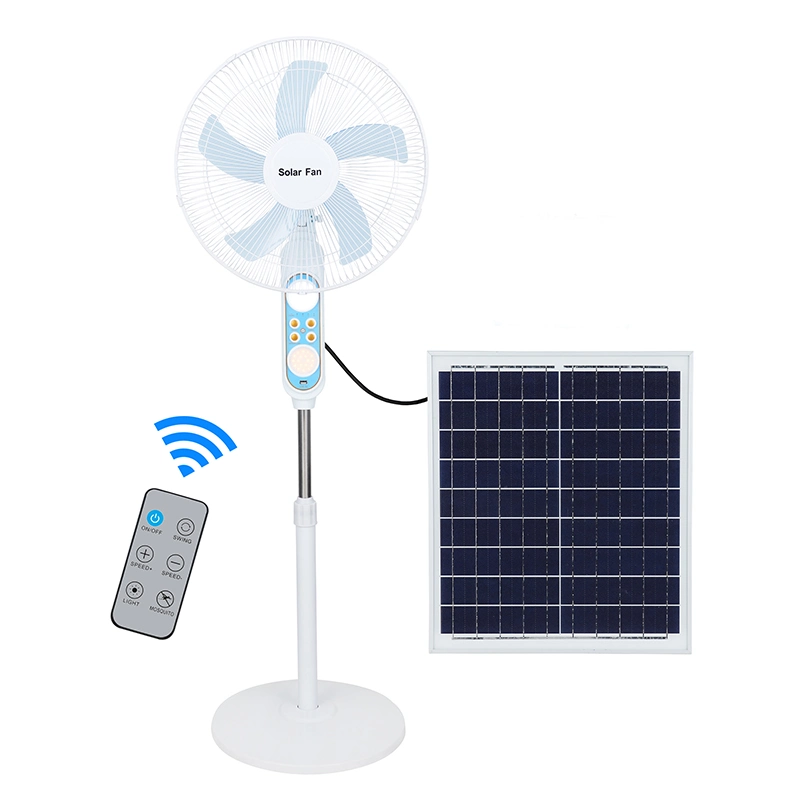 25W de energía solar de 5V de 16 pulgadas el ventilador Solar, batería recargable DC ventiladores de pie con mando a distancia, USB, la luz