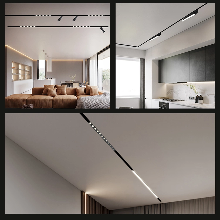 Ultra-Thin Track Decorative Lighting, Black/White Rotatable 8W LED Magnetic Track Grille Light