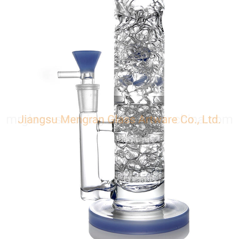 Handmade Glass Hookah Glass Water Pipe Three Leaf Wind Car and Double Honeycomb Straight Smoking Pipe