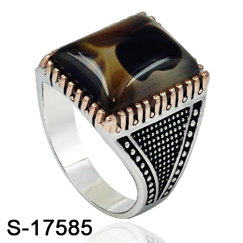 Wholesale 925 Sterling Silver Fashion Jewellery Agate Finger Ring for Men