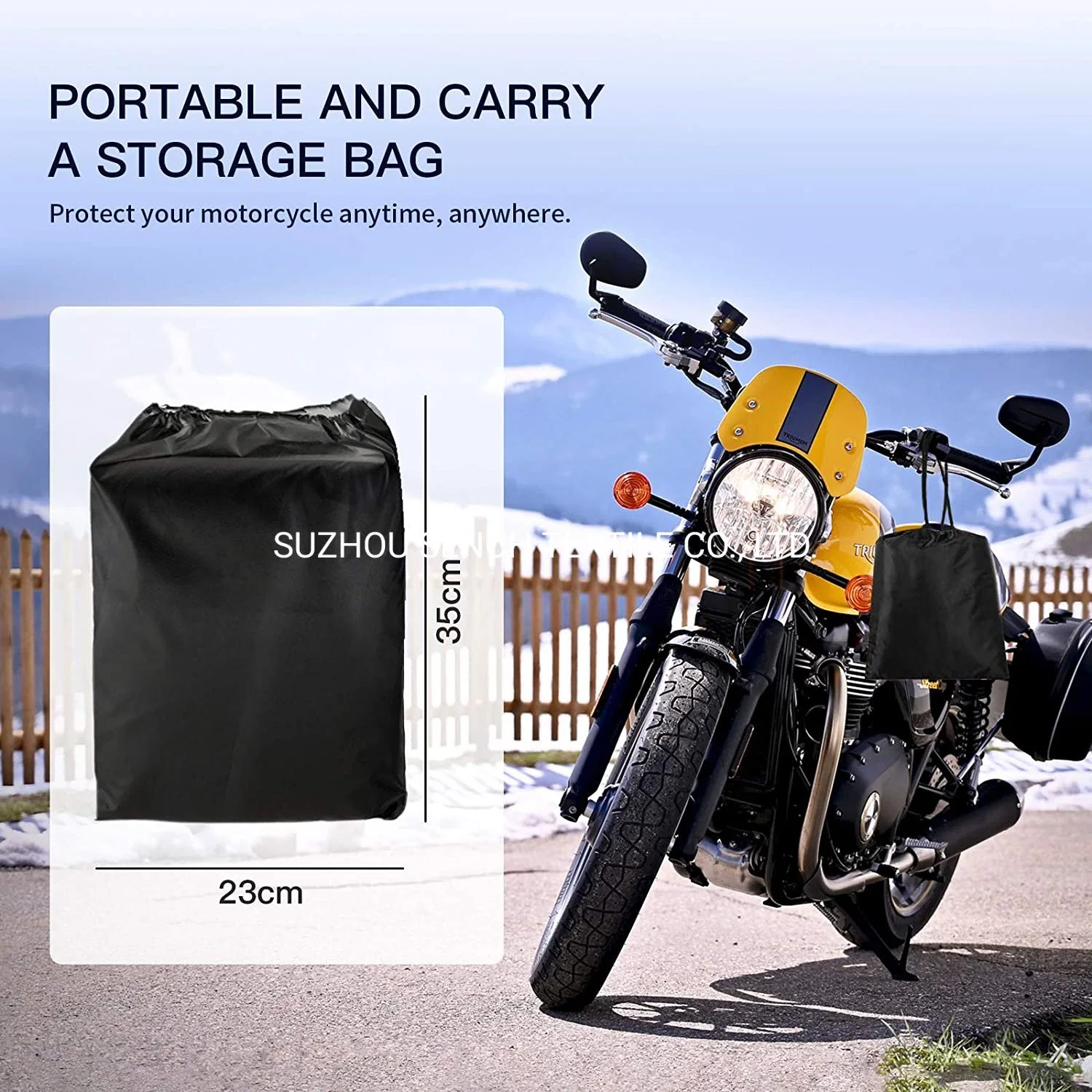 Walmart Supplier Motorcycle Cover 210d Nylon Waterproof Dust-Proof Sun Outdoor Protection with Lock-Holes & Storage Bag Power Sports Vehicle Cover