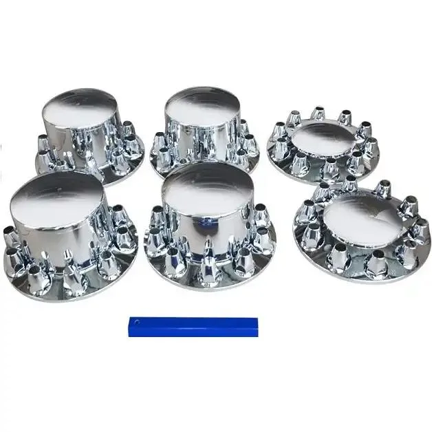 Chrome Plastic Semi Truck Rear Wheel Axle Hub Covers with 33mm Removable Covers