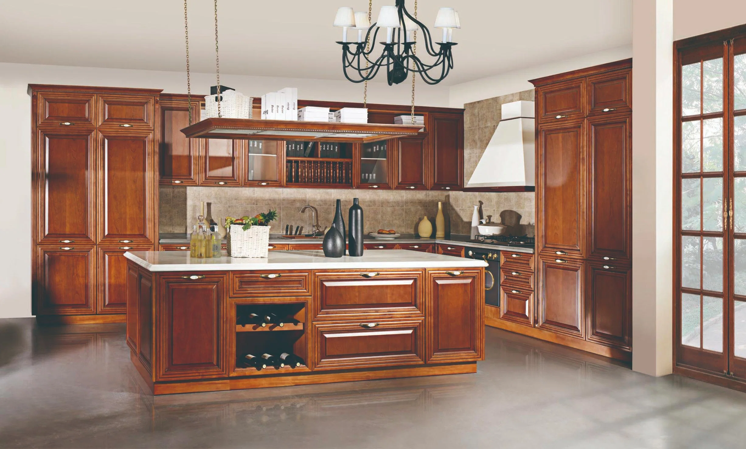 Moderno estilo Veneer Custom Madeira Kitchen Cabinet