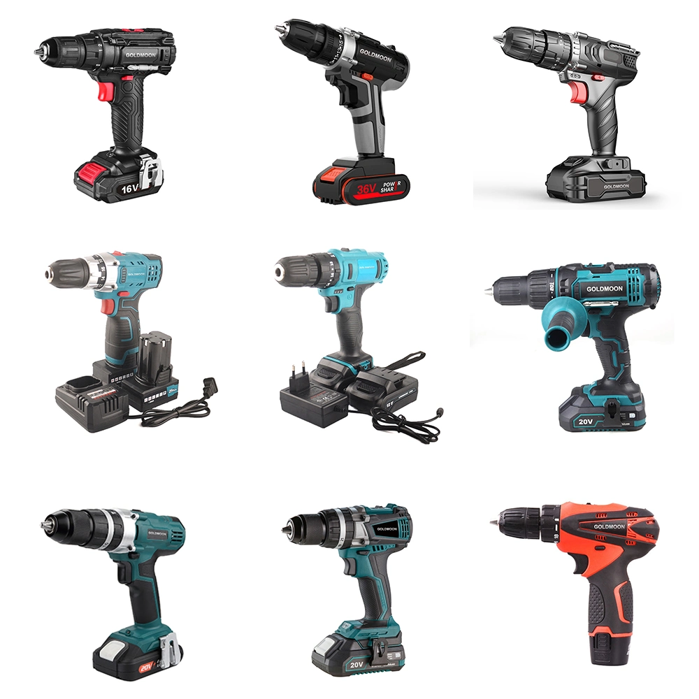 شركة GoldMoon Cordless Lithium Nail Electric Drill Machine للحفر اليدوي الكهربائية ماكينة ثقب كهربائية بالمطرقة اللاسلكية من مجموعة الأدوات