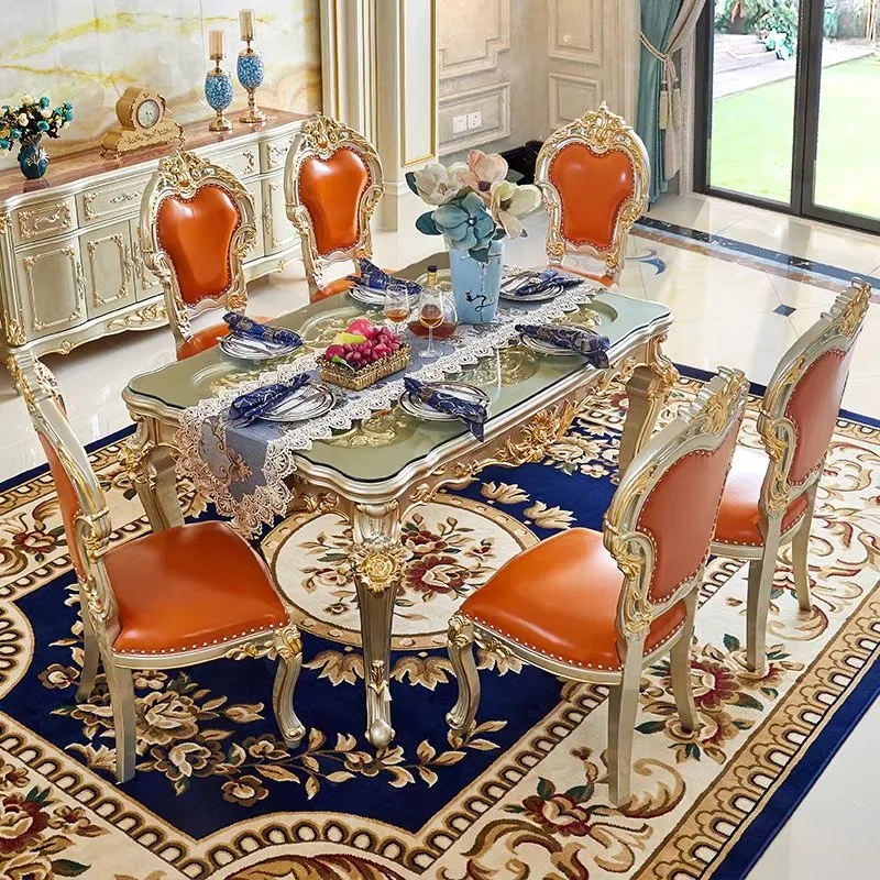 Villa clássica de madeira moderna decoração sala de jantar em mármore de mobiliário mesa de jantar