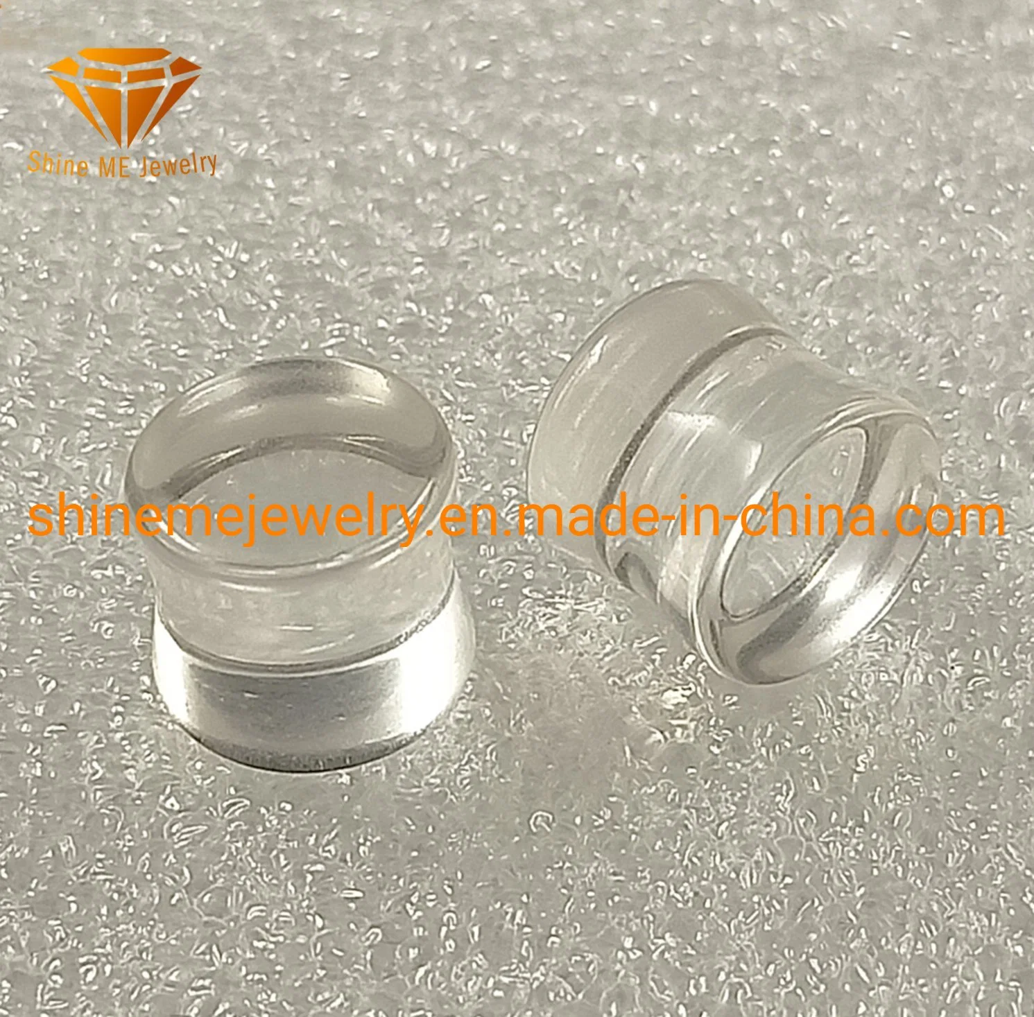 Body Piercing Natural Stone Ohrstöpsel Aus Edelstahl Doppelstecker Aus Transparenstem Glas Spl2000