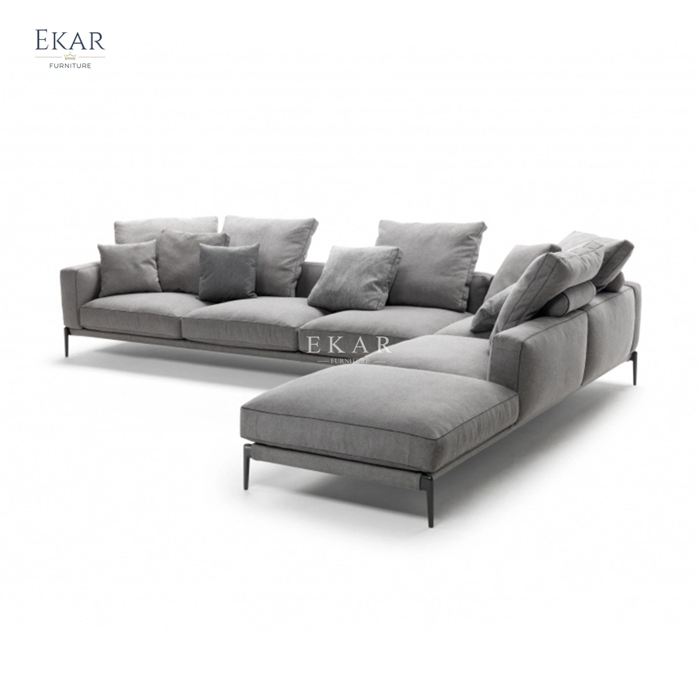 Modern Italian Style Minimalist Furniture Big L Shape Saddle Leather Sectional Corner Luxury Sofa Fabric Upholstery Set