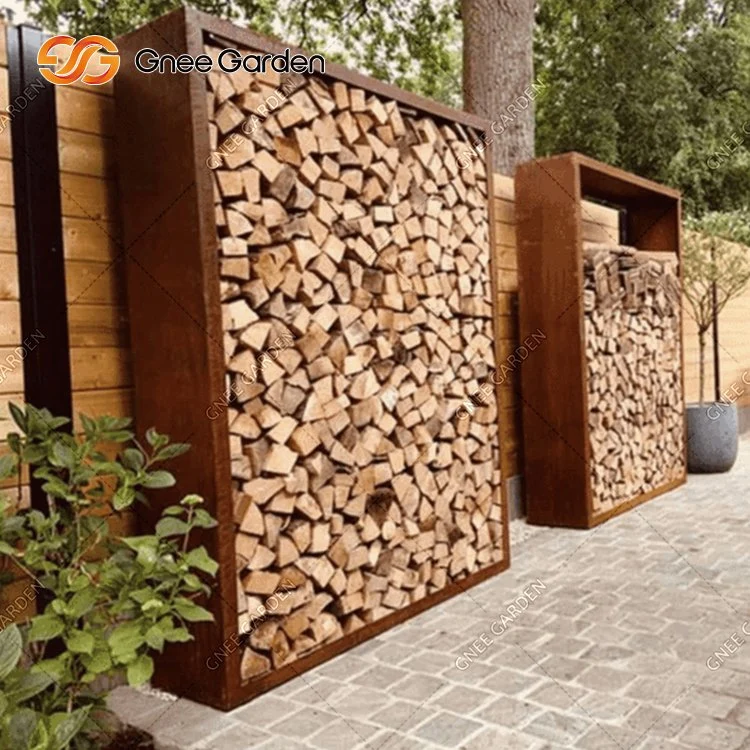 Simple Design Corten Steel Rusty Wood Storage