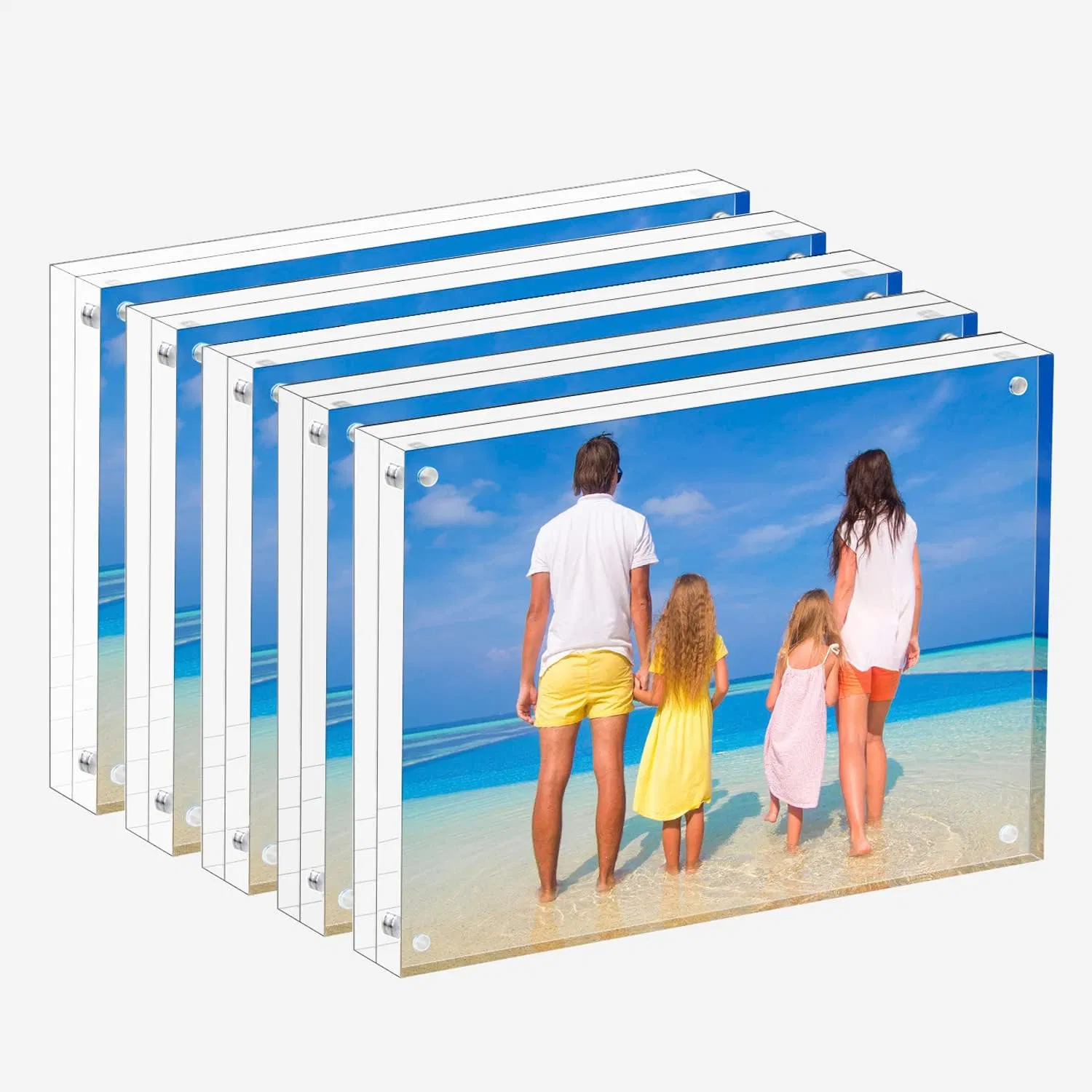 Clear Magnetic Plexiglass Photo Holder Block para decoración de hogar