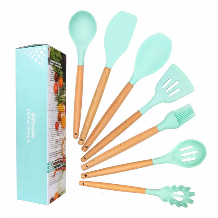 Cuisine de bonne qualité Accessoires Outils de cuisson poignée en bois cuisine Ensemble d'ustensiles