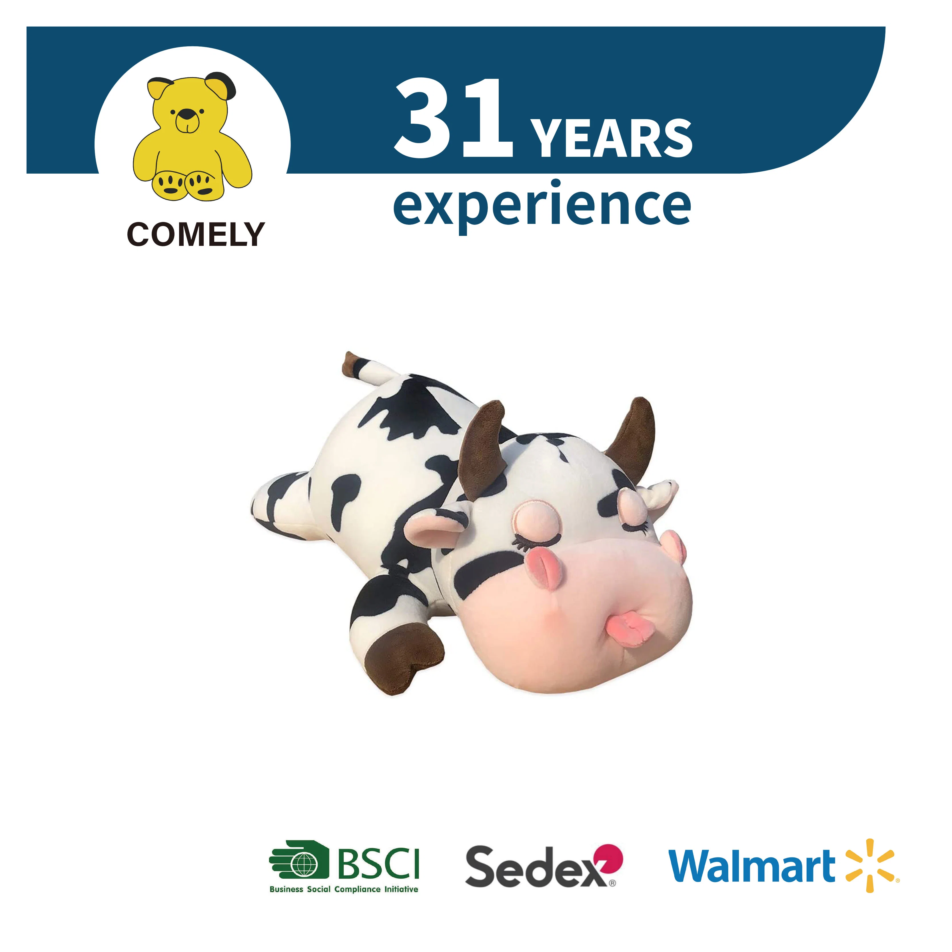 Latest Plush OEM ODM Soft Animal Plush & Stuffed Cow Doll Animal Toys Mascot BSCI Sedex ISO9001