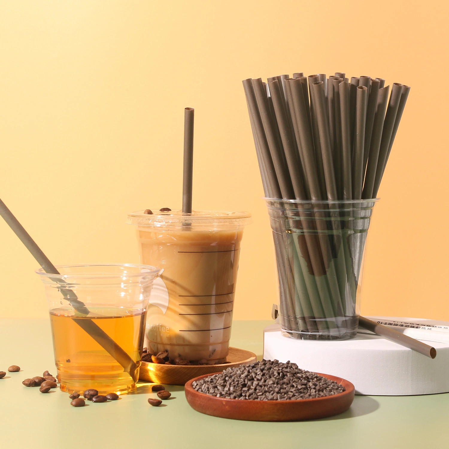 Compostable Biodegradable Polylactic Acid Coffee Grounds Resin for Drinking Straws