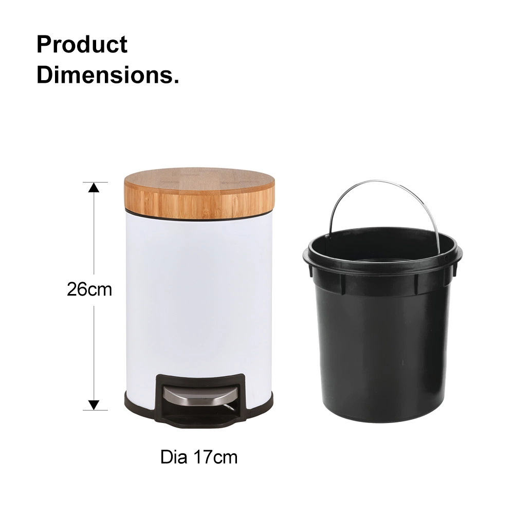 Newly Design European Style White Trash Can with Bamboo Lid