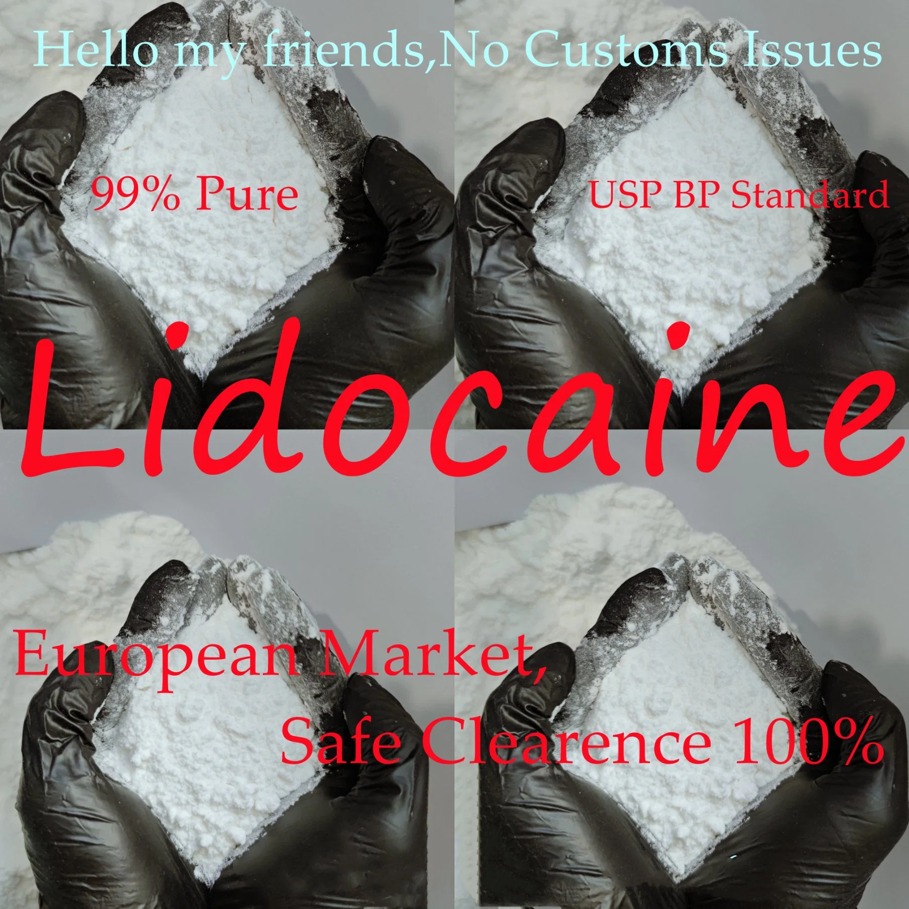 9.9% Purity Tetracaine /Lidocaine /Procaine /Benzocaine Base Powder with Safe Customs Clearance