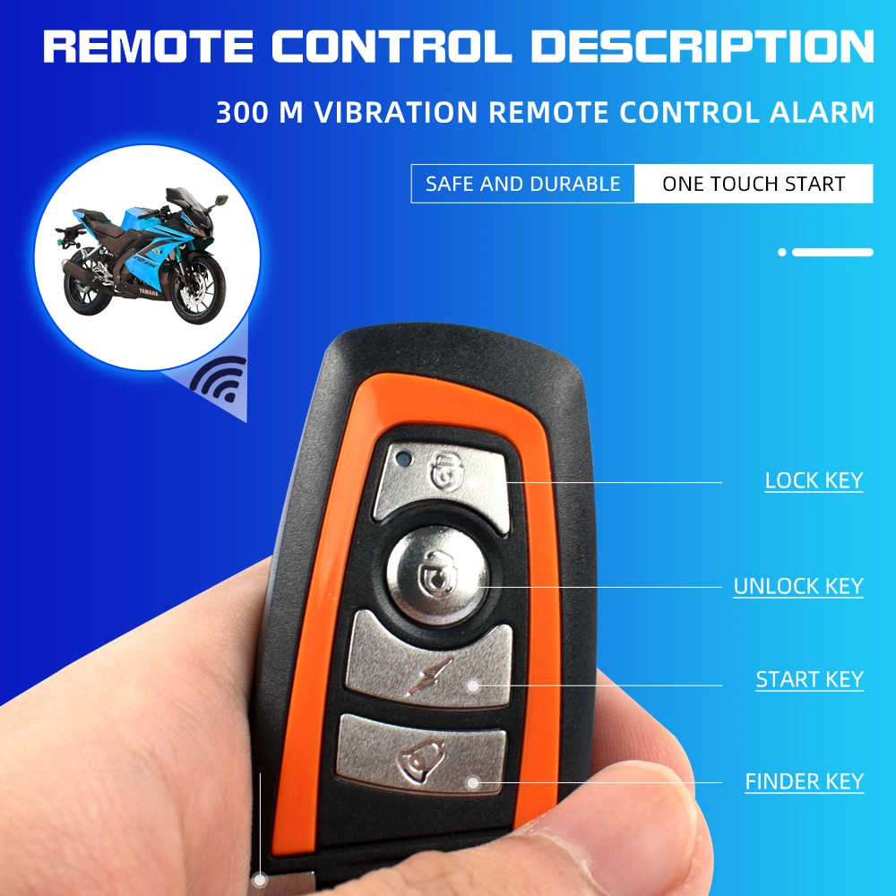 Alarme de alarme de bloqueio PARA motociclos com controlo remoto de vibração de 125 dB