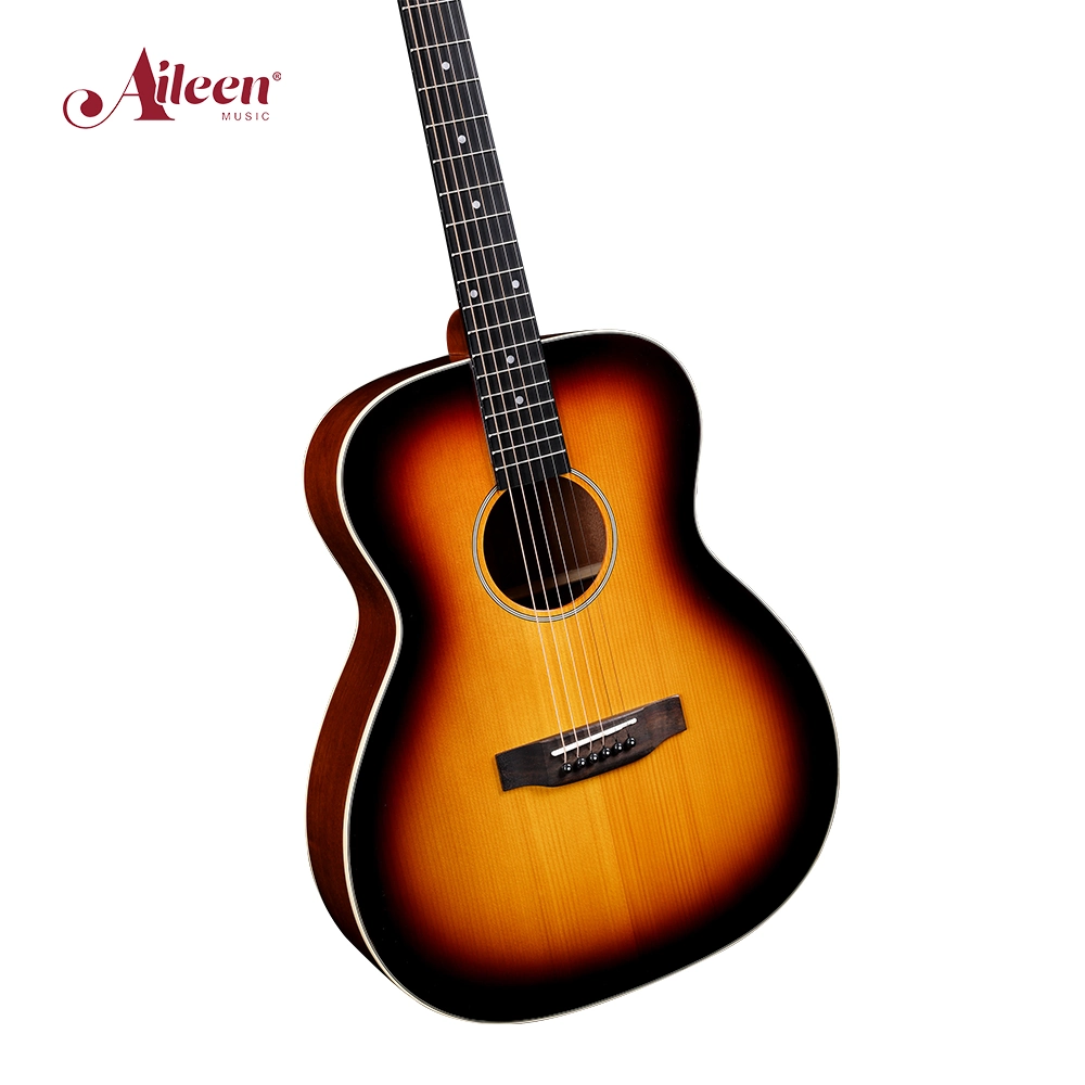 OEM/ODM 40 Inch Acoustic Guitar with Solid Sitka Spruce Top and White ABS Binding (AFM16-OM)