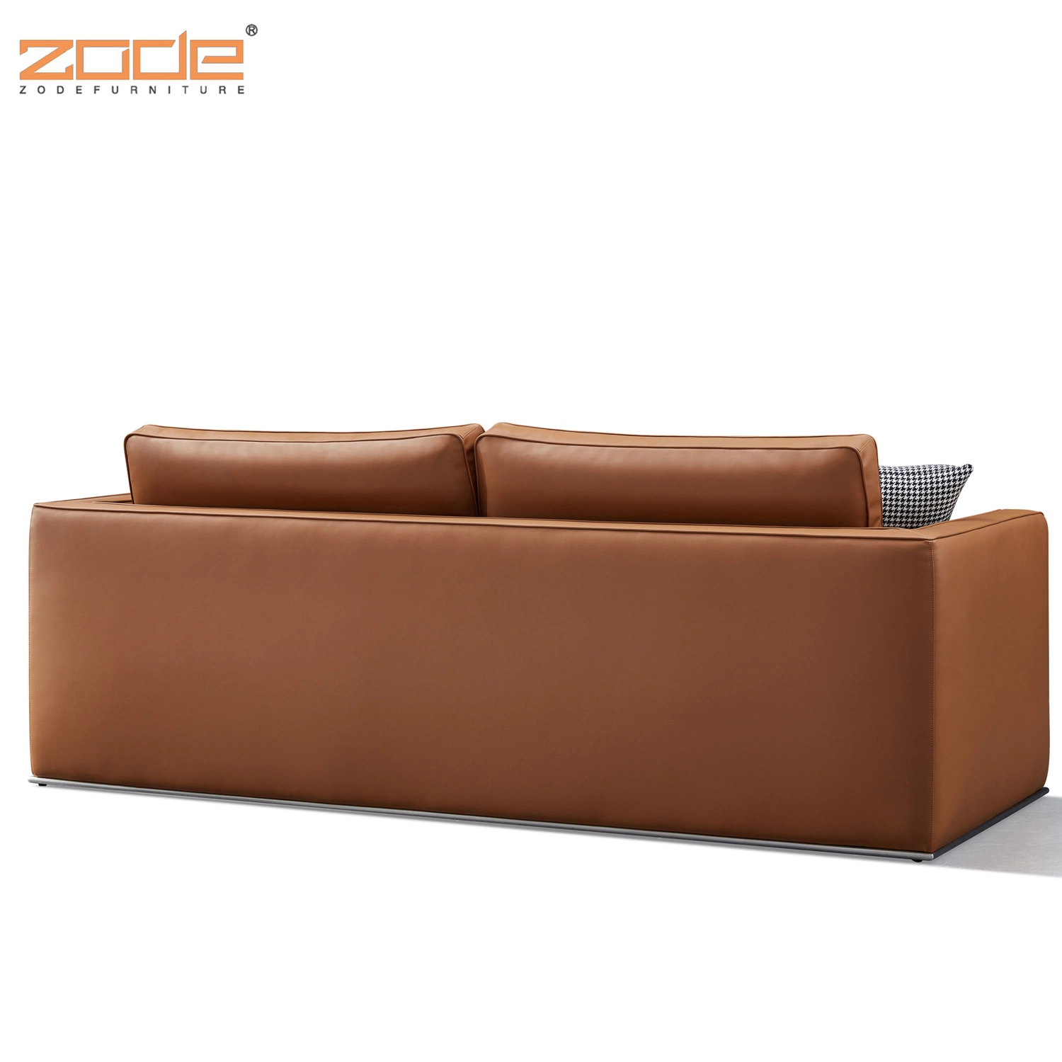 Zode PU Half Leather 3 Seat Upholstery Tan Office Living Room Sofa Salon Sofa