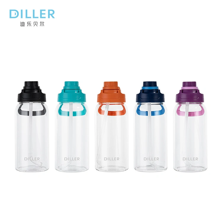 Ninguna Caja de Color o botellas Blancas al por mayor agua deportiva personalizada Botella de vidrio de borosilicato